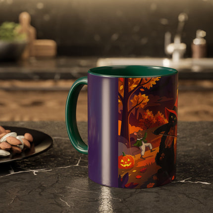 🐈‍⬛🎻 The Black Cat's Moonlit Melody Colorful Mug – Whimsical Halloween Music