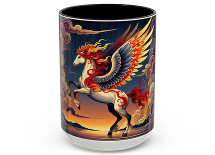 Flame-Winged Horse at Sunset Colorful Mugs (11oz, 15oz)