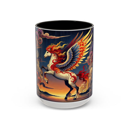 Flame-Winged Horse at Sunset Colorful Mugs (11oz, 15oz)