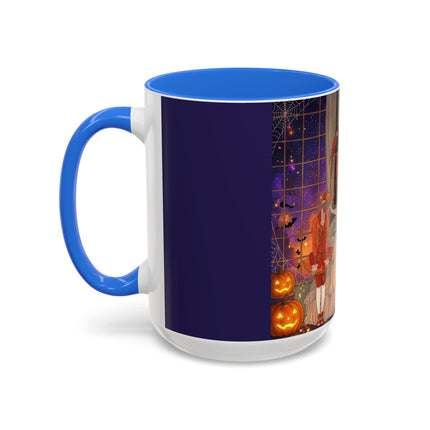 🌙🎃 The Moonlit Parlor Masquerade Colorful Mug – Elegant Halloween Romance