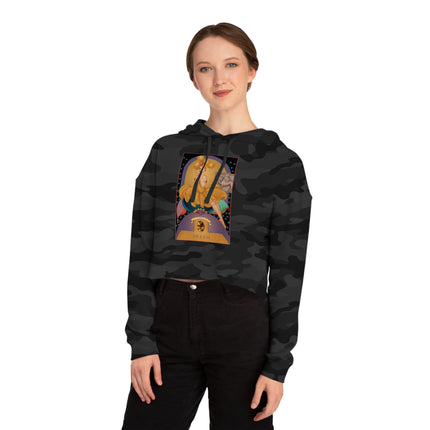 November & Topaz (from the Gem Series) by Sofia Chiostri Women’s Cropped Hooded Sweatshirt