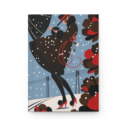 ❄️🌹 The Lady Of The Snowfall Garden Hardcover Journal – Art Deco Winter Fashion Whimsy
