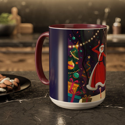 🎄❄️ The Christmas Snowball Dance Colorful Mug – Whimsical Holiday Fashion Fantasy
