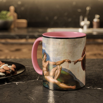 The Creation of Adam by Michelangelo Buonarroti Colorful Mugs (11oz, 15oz)