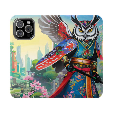 🦉⚔️ Cyberpunk Samurai Owl Flip Case – Neon Wisdom & Warrior Honor