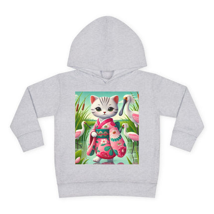 Geisha Kitten Strolls Among the Spoonbills Toddler Pullover Fleece Hoodie