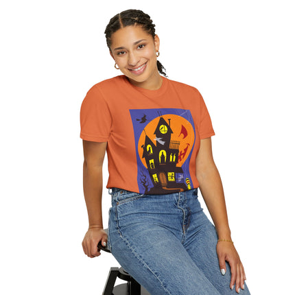 Halloween Night at the Haunted House Unisex Garment-Dyed T-shirt