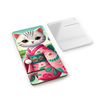 Geisha Kitten Strolls Among the Spoonbills Mobile Display Stand for Smartphones
