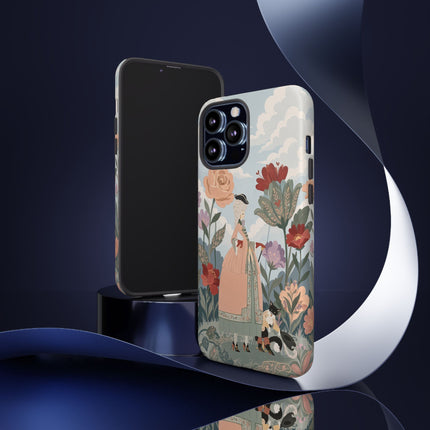 🌹🐈 The Lady And Puss In Boots Phone Case – Art Deco Floral Whimsy