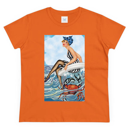 Playful Waves and Fashion Follies Women's Midweight Cotton Tee