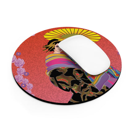 Enchanting Geisha Mouse Pad, Round and Rectangle