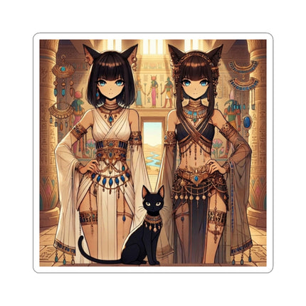 🐱🏛️ Egyptian Priestess Cats Kiss-Cut Sticker – Temple Guardians & Ancient Grace