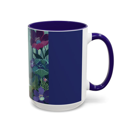 The Lady Of The Moonlit Fountain Colorful Mugs – Art Deco Botanical Serenity