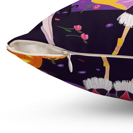 🎭🌹 The Harlequin Rose Masquerade Square Pillow – Theatrical Halloween Romance