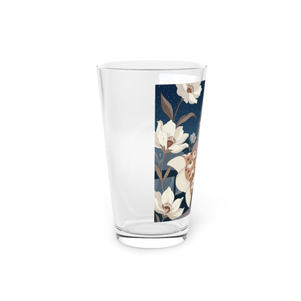 🌸✨ The Midnight Magnolia Masquerade Pint Glass – Art Deco Nocturne
