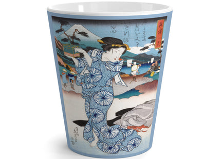 Japanese woman woodblock print by Keisai Eisen Latte Mug