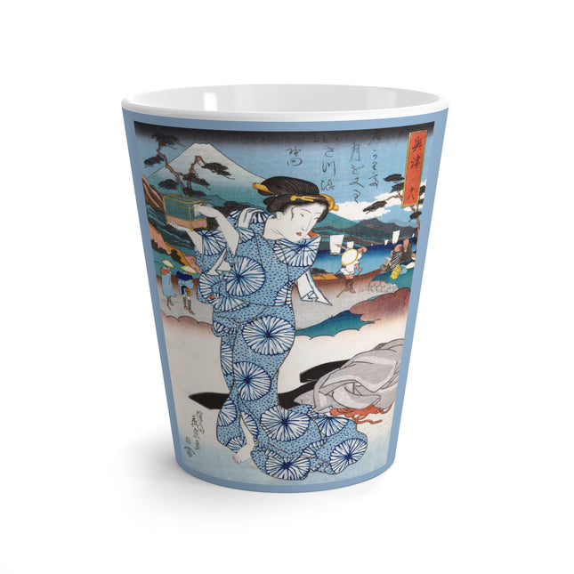 Japanese woman woodblock print by Keisai Eisen Latte Mug
