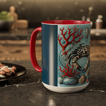 Spotted Crab & Pagoda Colorful Mug – Mystical Ocean & Asian Harmony