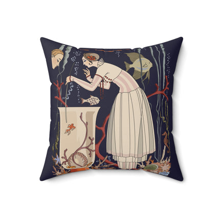 L'Etourdissant Petit Poisson (The Dazzling Little Fish) by George Barbier Spun Polyester Square Pillow