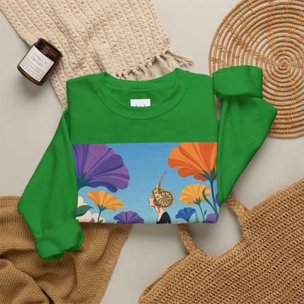 🌺🧡 The Lady Of The Golden Garden Crewneck Sweatshirt – Art Deco Fashion Fantasy