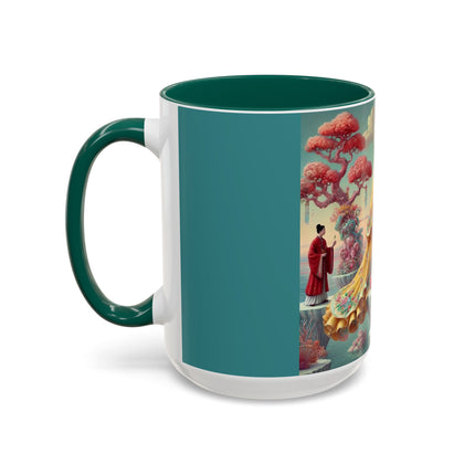 Cherry Blossom Courtesans & Crimson Crab Colorful Mug – Imperial Elegance & Playful Charm