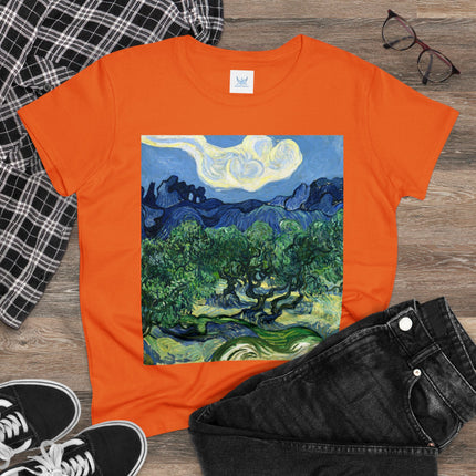 Olive Trees by Vincent Van Gogh Women's Midweight Cotton Tee