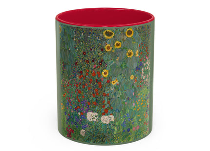 Farm Garden with Sunflowers by Gustav Klimt Colorful Mugs (11oz, 15oz)