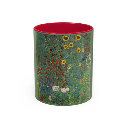 Farm Garden with Sunflowers by Gustav Klimt Colorful Mugs (11oz, 15oz)