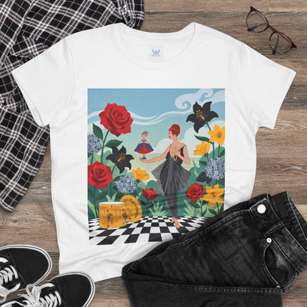 🌹🖤 The Rose Garden Dollmaker Cotton Tee – Art Deco Fashion Fantasy