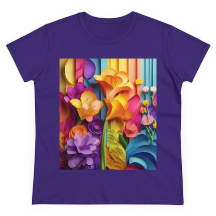 The Graceful Freesia Women's Midweight Cotton Tee