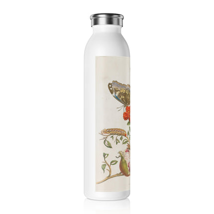 Blue Butterflies and Pomegranate by Maria Sibylla Merian Slim Water Bottle