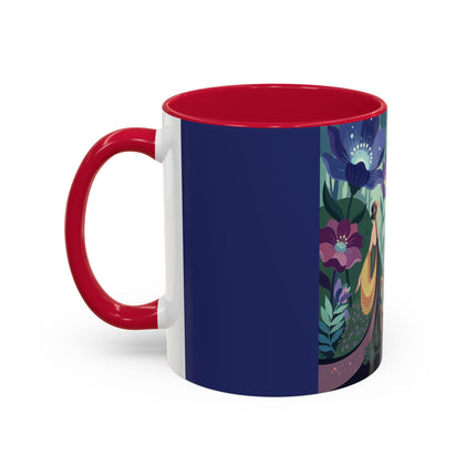 The Lady Of The Moonlit Fountain Colorful Mugs – Art Deco Botanical Serenity