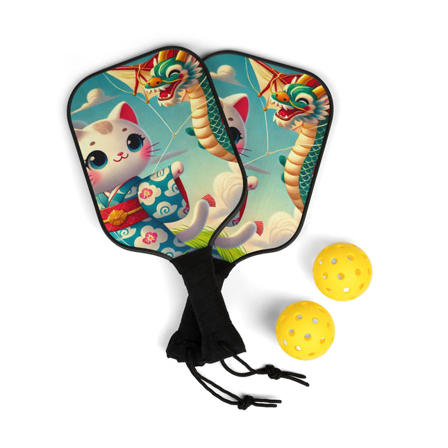 Geisha Kitten and the Dragon Kite Pickleball Kit – Windswept Grace & Dragon Flight