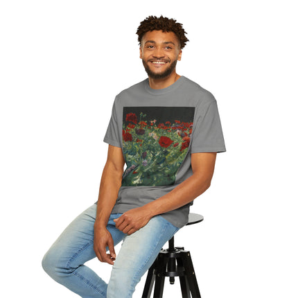 Poppies (A Study of Poppies for Carnation, Lily, Lily, Rose) by John Singer Sargent Unisex Garment-Dyed T-shirt