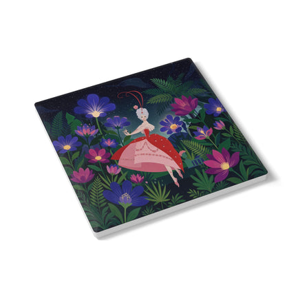 🌺✨ The Lady Of The Starlit Enchanted Garden Ceramic Coaster – Art Deco Floral Fantasy