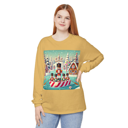 Nutcracker Candy-Striped Adventure Unisex Garment-dyed Long Sleeve T-Shirt