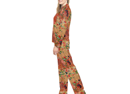 Japanese Fan Flower Pattern by G.A. Audsley Women's Satin Pajamas (AOP)