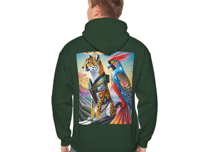 Cheetah and Parrot Cybernetic Duet – Heavy Blend™ Hooded Sweatshirt