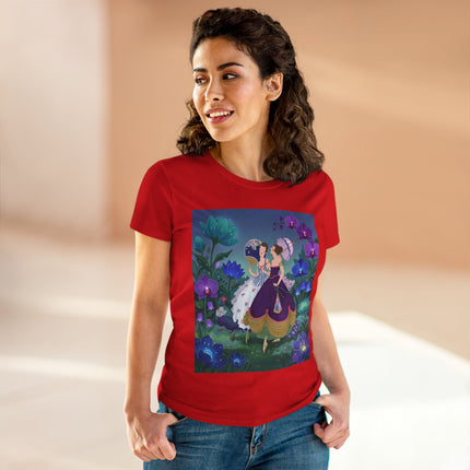 💜🌸 The Ladies Of The Enchanted Garden Cotton Tee – Art Deco Fashion Illustration