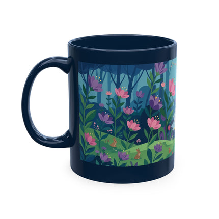 🌸☂️ The Lady Of The Enchanted Garden Stroll Ceramic Mug – Art Deco Floral Whimsy
