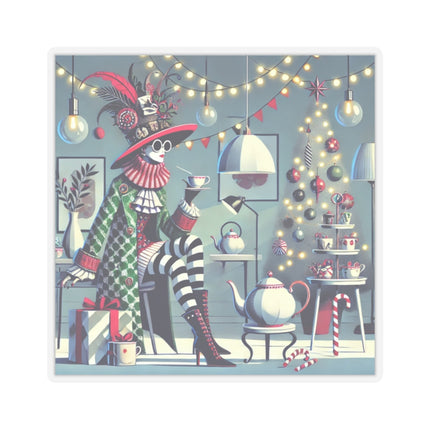 Whimsical Christmas Tea Party Kiss-Cut Stickers (4 Sizes)
