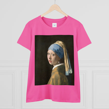 Girl with a Pearl Earring by Johannes Vermeer Women's Midweight Cotton Tee