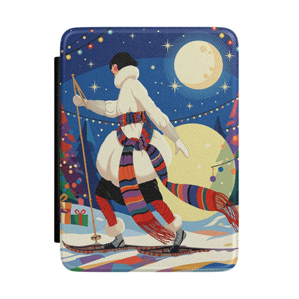 🌙🎿 The Moonlit Christmas Skier Kindle Case – Whimsical Holiday Fantasy