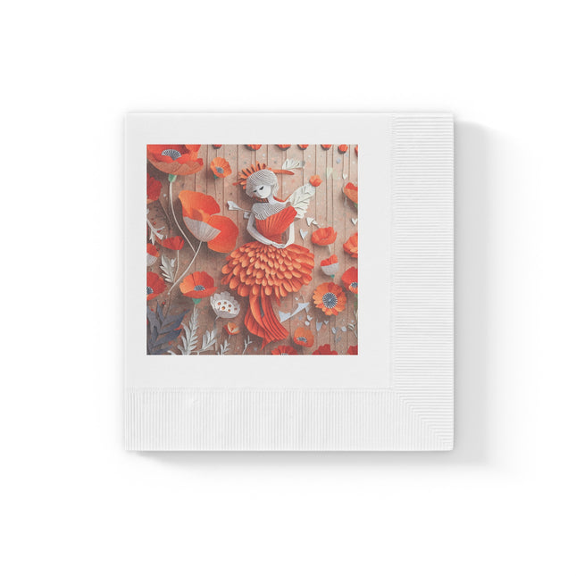 Poppy Fairy White Coined Napkins