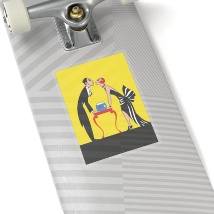 A Moment of Elegance: A Passionate Embrace Amidst Golden Splendor Kiss-Cut Stickers (4 Stickers)
