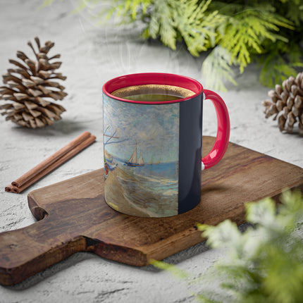 Fishing Boats on the Beach at Saintes-Maries by Vincent Van Gogh Colorful Mugs, 11oz