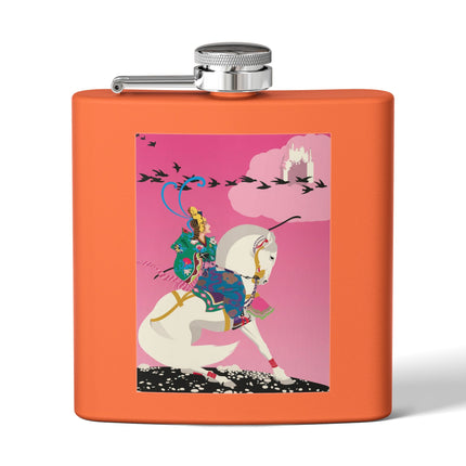 Samurai Princess on the White Steed Flask – Bold Fantasy & Elegant Adventure