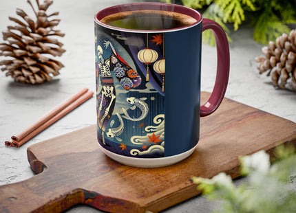 Skeleton Kabuki Performer Colorful Mugs (11oz, 15oz)
