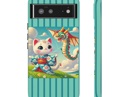 Geisha Kitten and the Dragon Kite Phone Cases