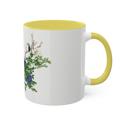 Peonies and Birds by Okamoto Shuki Colorful Mugs, 11oz
